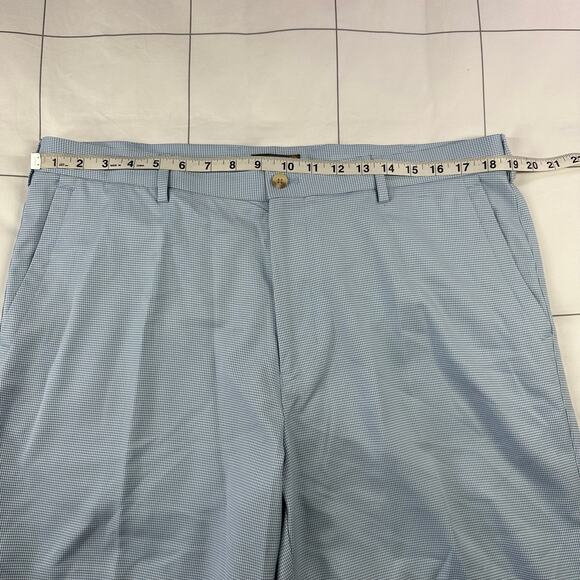 Peter Millar Shorts Mens 38 Crown Sport Blue White Houndstooth Golf Preppy Chino - Picture 7 of 12